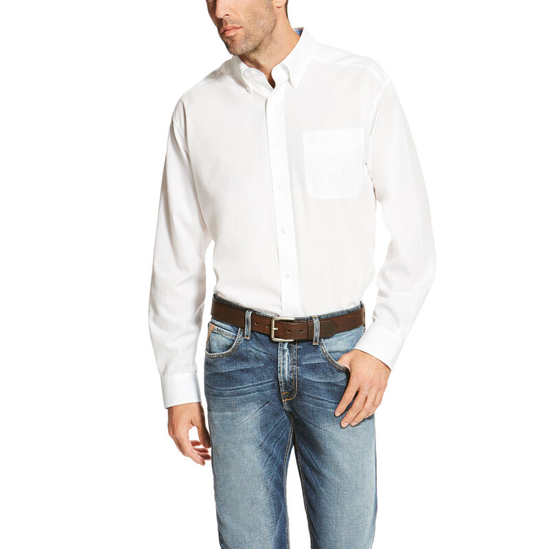 Ariat Hemden Herren - Wrinkle Free Solid Weiß ( DOQCP-1970 )
